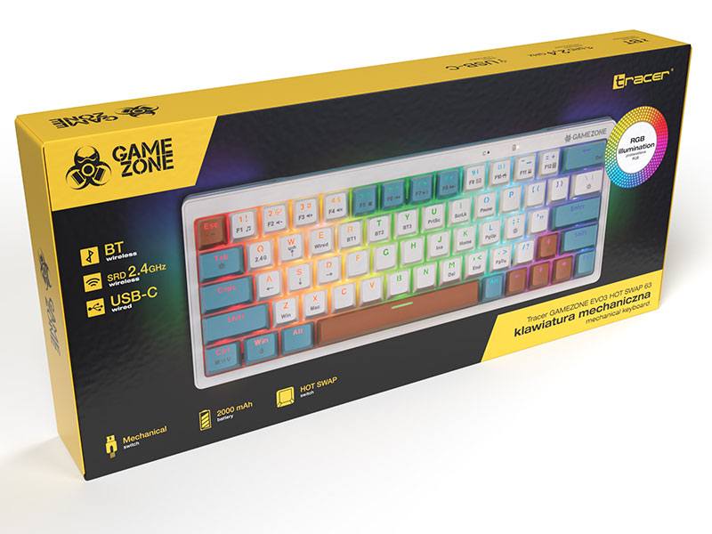 Klawiatura mechaniczna Tracer GAMEZONE EVO3 HOT SWAP 63 (White)